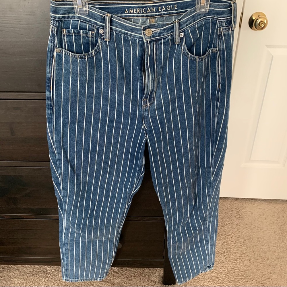american eagle outfitters striped mom jeans
